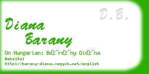 diana barany business card